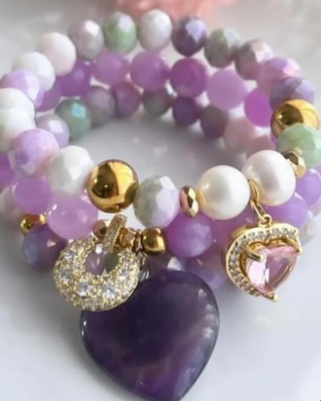 Ametyst Heart Lavender Bracelet