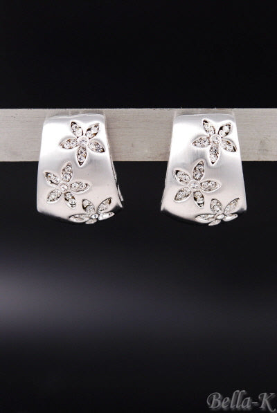 Crystal flower earrings-3