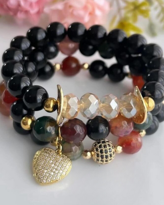 Black Onyx Jasper Colorful Bracelet