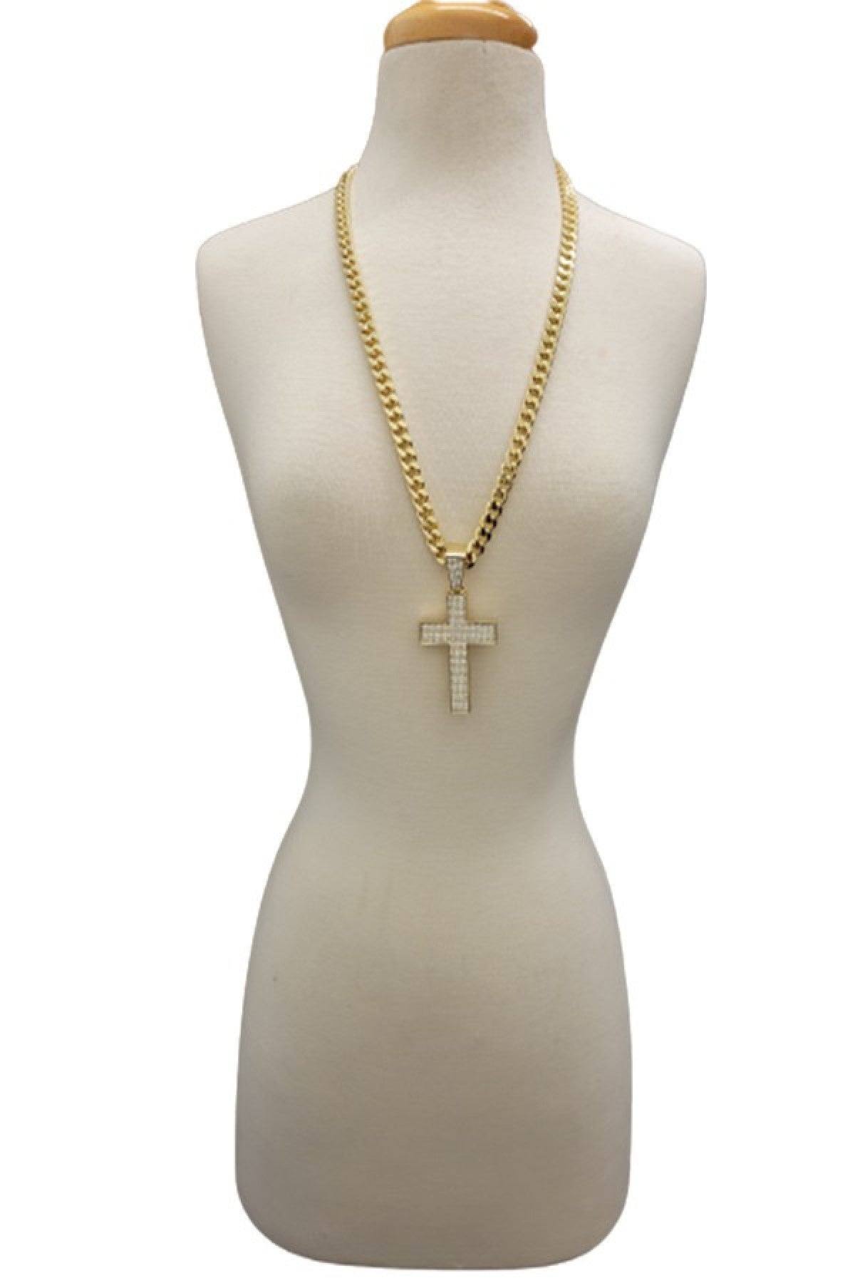 HIP HOP ICED OUT CROSS PENDANT CUBAN CHAIN-2