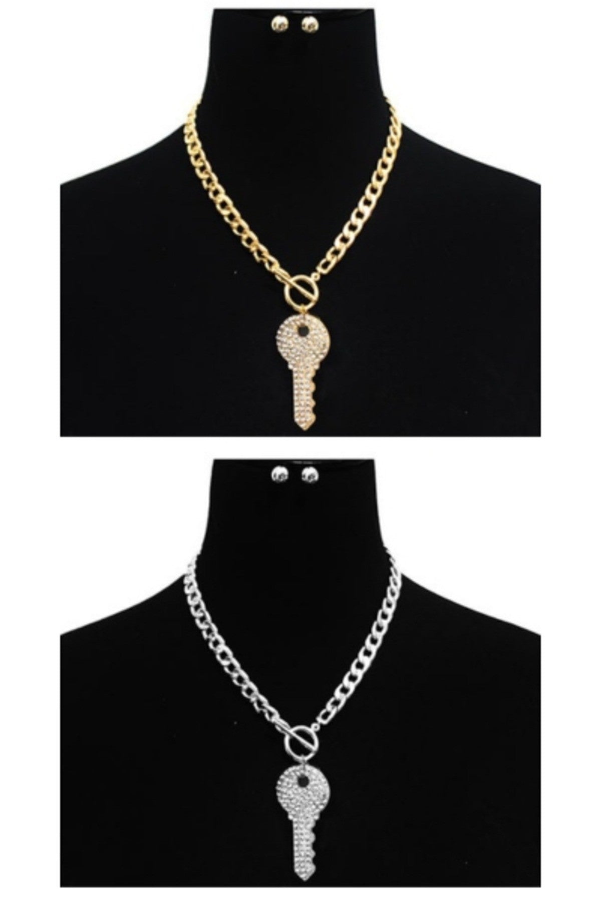 NECKLACE SET KEY CRYSTAL TOGGLE-0