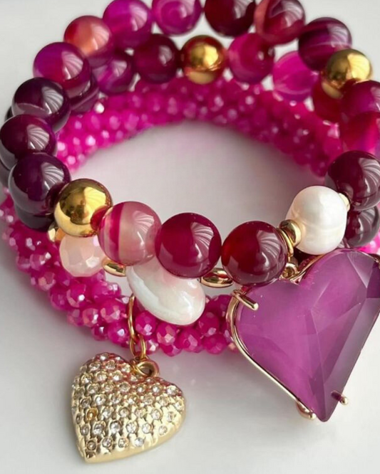 Fucsia Heart Bracelet