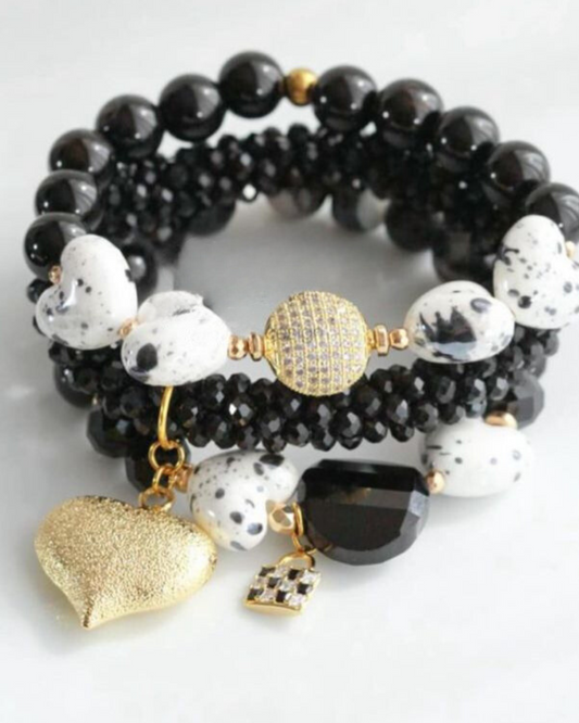 White Heart Speakle Onyx Bracelet