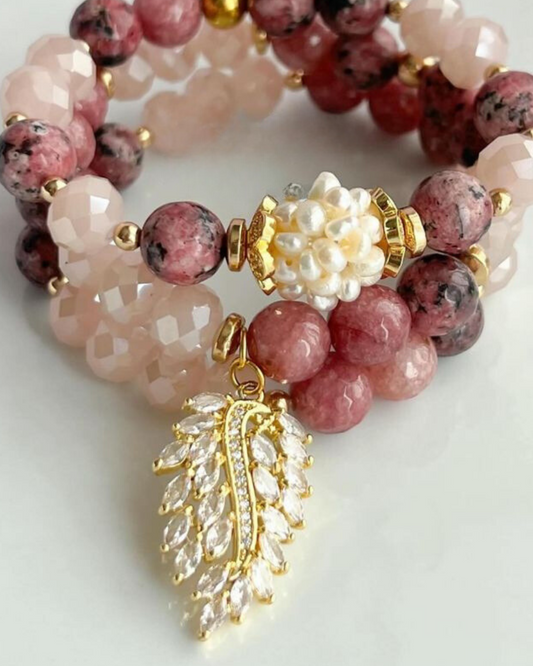 Pearl Cluster Pink Jasper