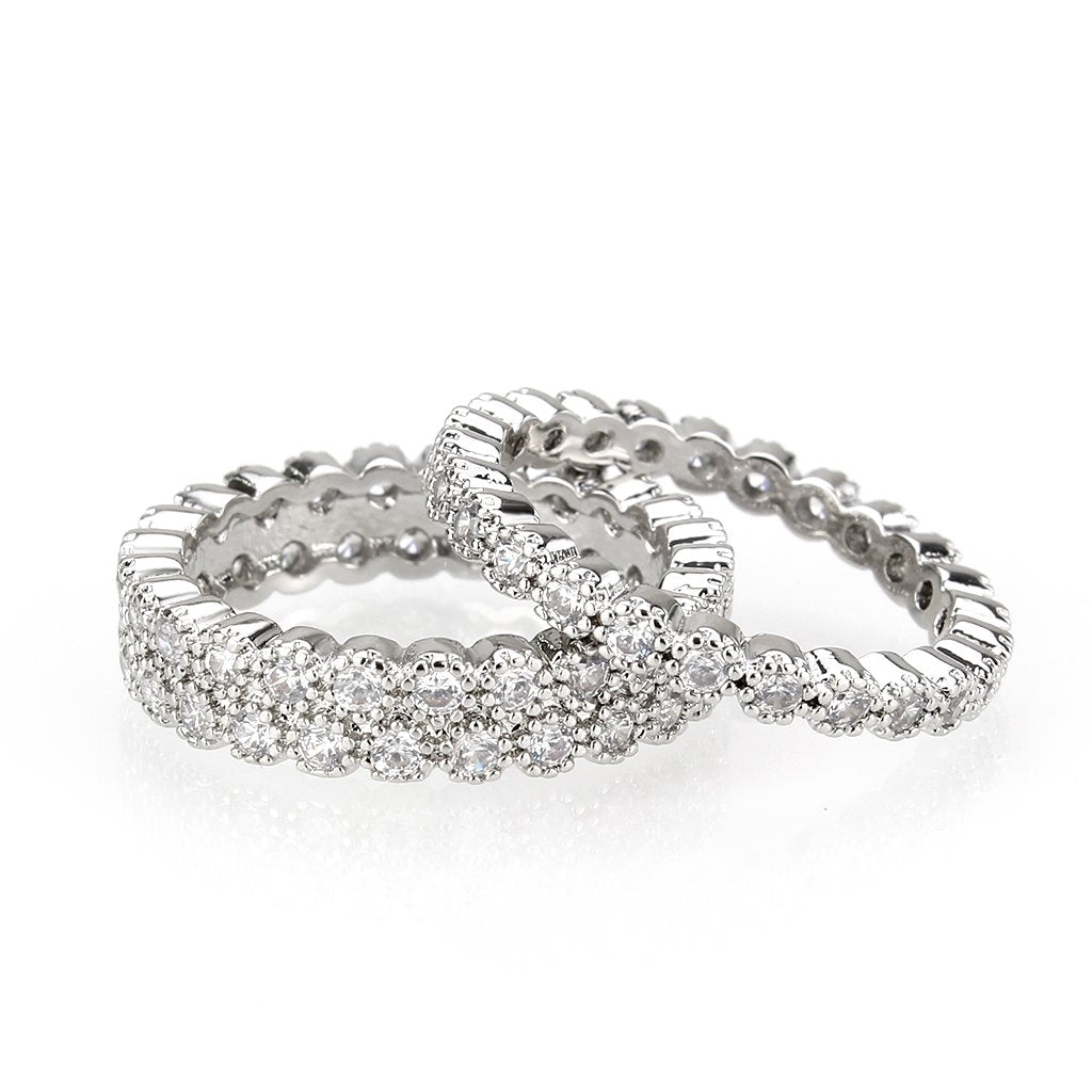 3W1605 - Rhodium Brass Ring with AAA Grade CZ in Clear-2