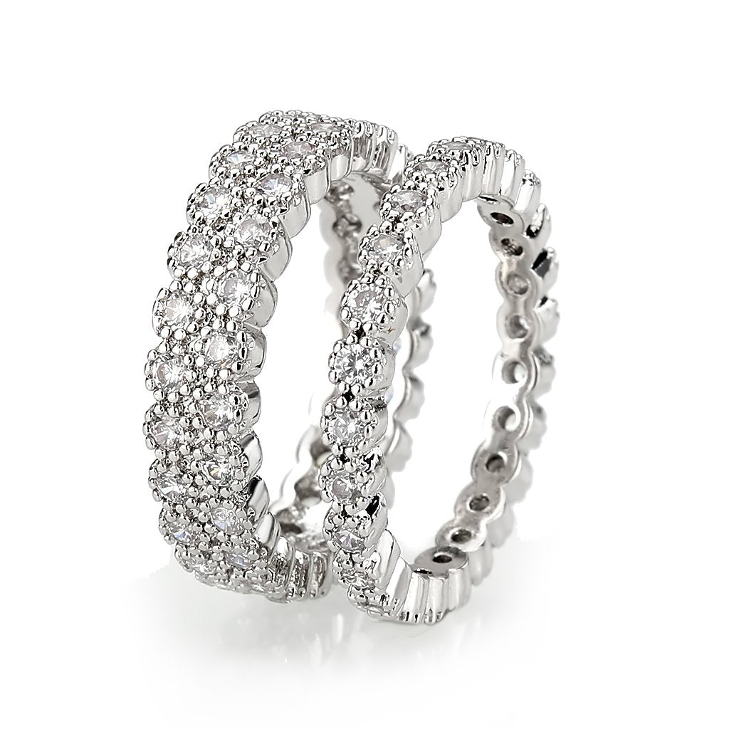 3W1605 - Rhodium Brass Ring with AAA Grade CZ in Clear-4