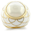 9W185 - Gold Brass Ring with Milky CZ  in White-0