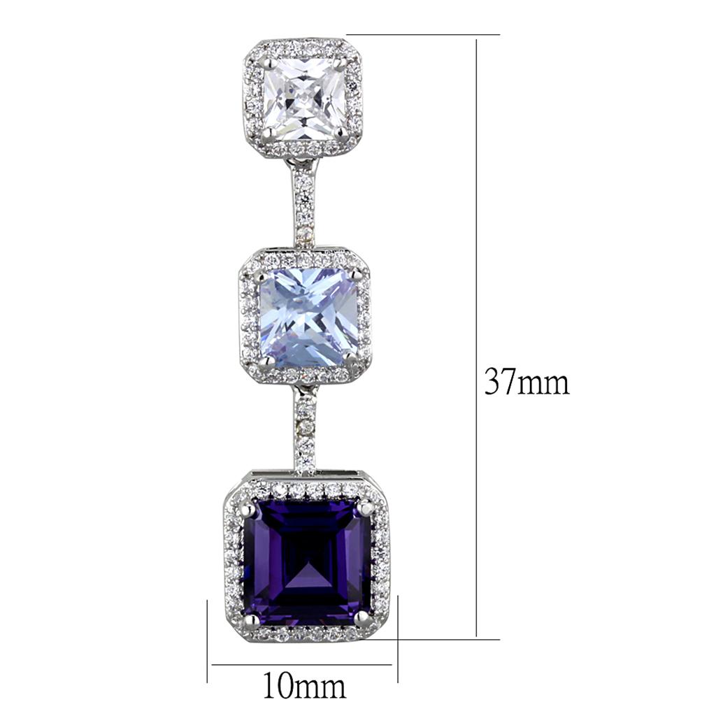 LO3754 - Rhodium Brass Earrings with AAA Grade CZ  in Amethyst-1