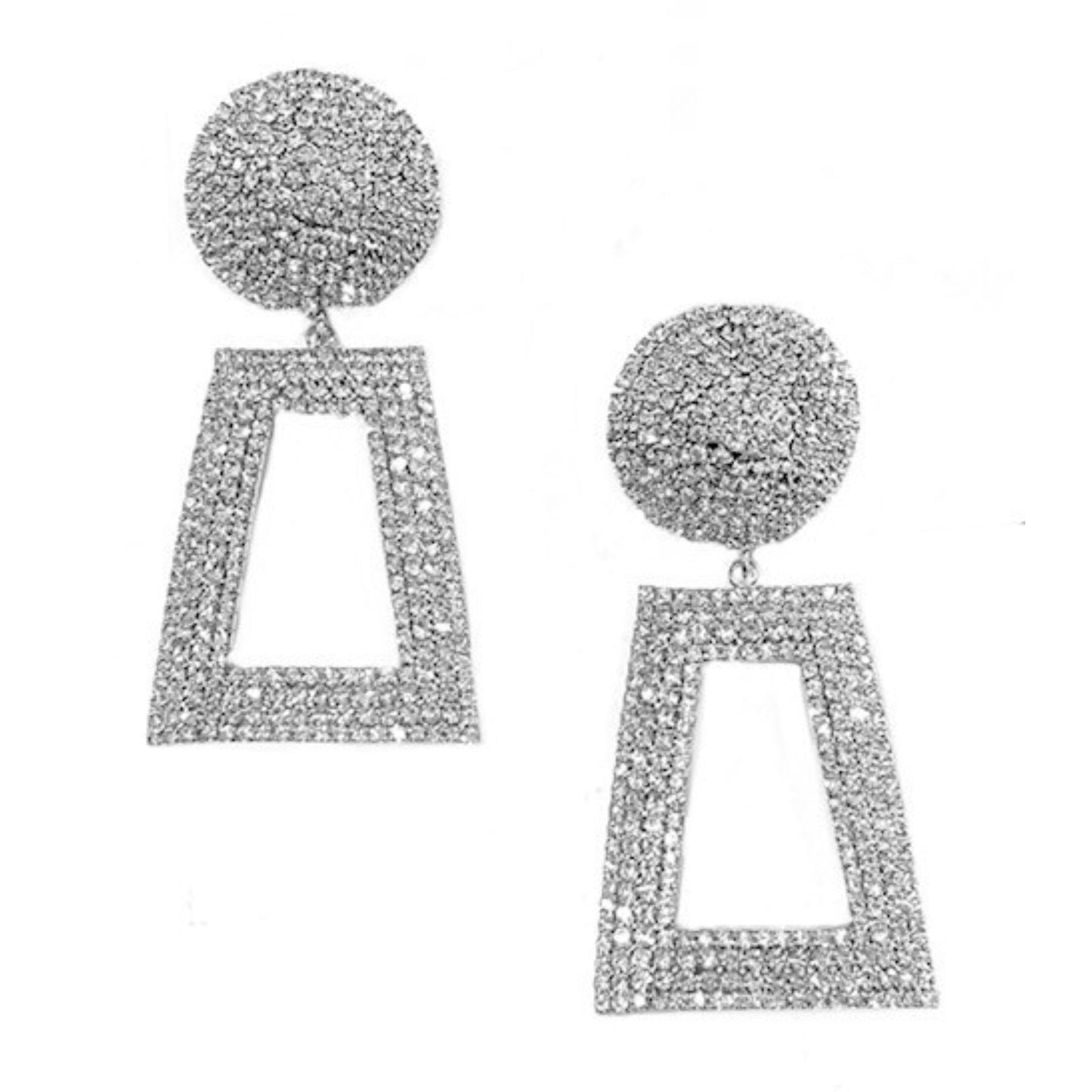 RHINESTONE GEOMETRIC SHAPE DROP CLIP ON EARRINGS-3