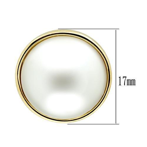 GL254 - IP Gold(Ion Plating) Brass Earrings with Synthetic Pearl in White-1