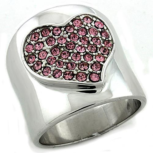 LOAS1196 - Rhodium 925 Sterling Silver Ring with Top Grade Crystal  in Rose-0