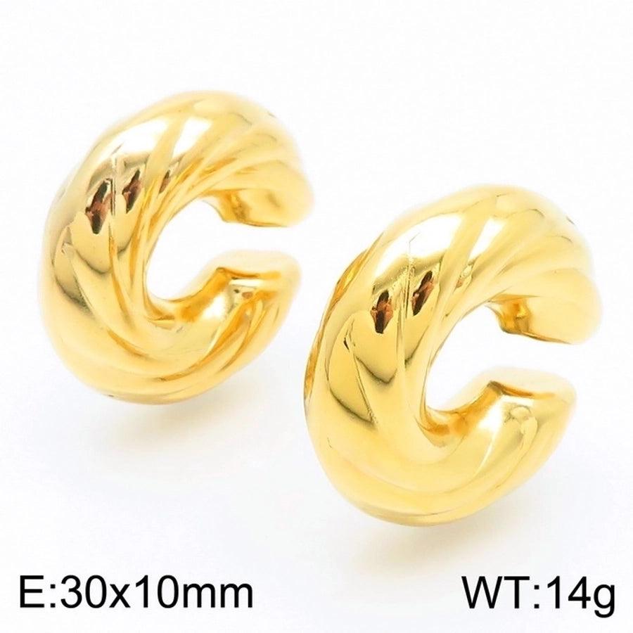 1 Pair Modern Style Simple Style Solid Color Plating Stainless Steel 18K Gold Plated Earrings