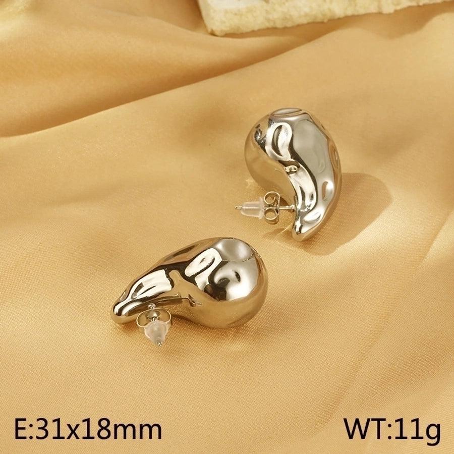 1 Pair Modern Style Simple Style Solid Color Plating Stainless Steel 18K Gold Plated Earrings