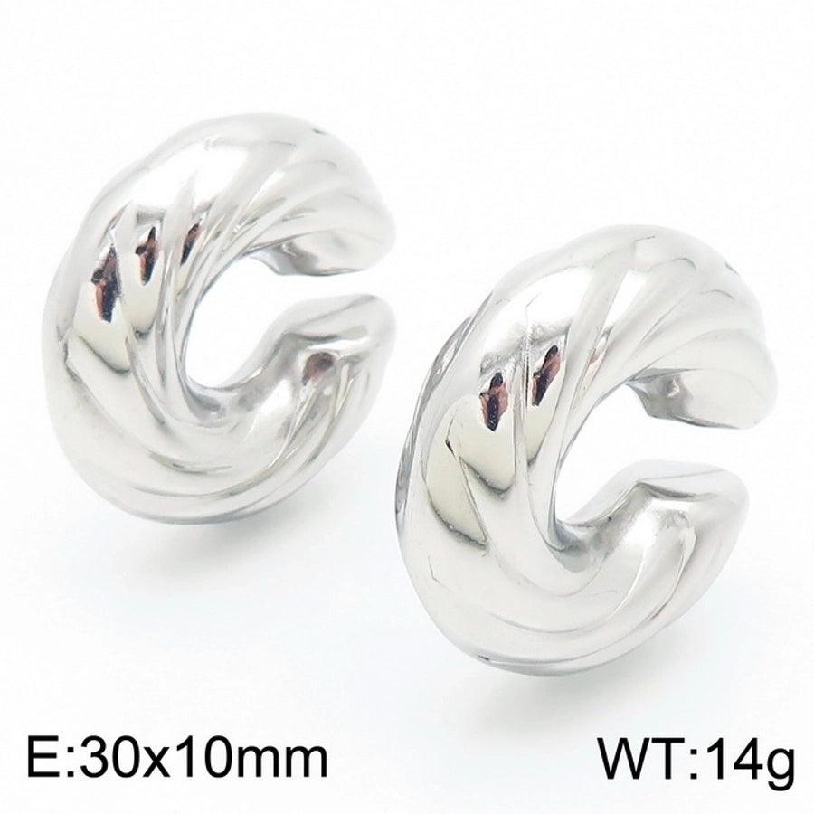 1 Pair Modern Style Simple Style Solid Color Plating Stainless Steel 18K Gold Plated Earrings