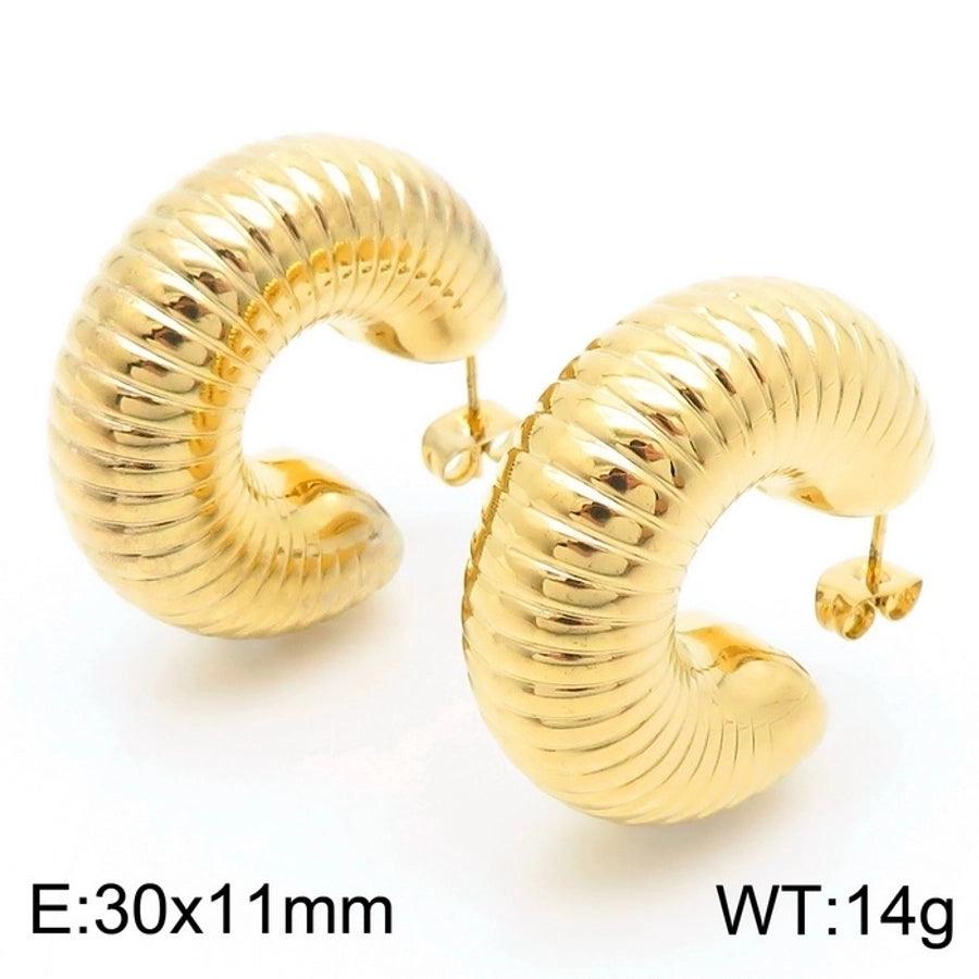 1 Pair Modern Style Simple Style Solid Color Plating Stainless Steel 18K Gold Plated Earrings