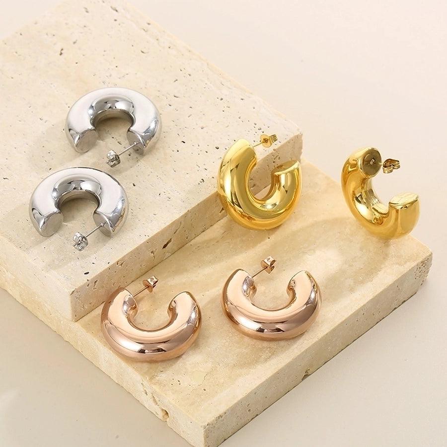 1 Pair Modern Style Simple Style Solid Color Plating Stainless Steel 18K Gold Plated Earrings