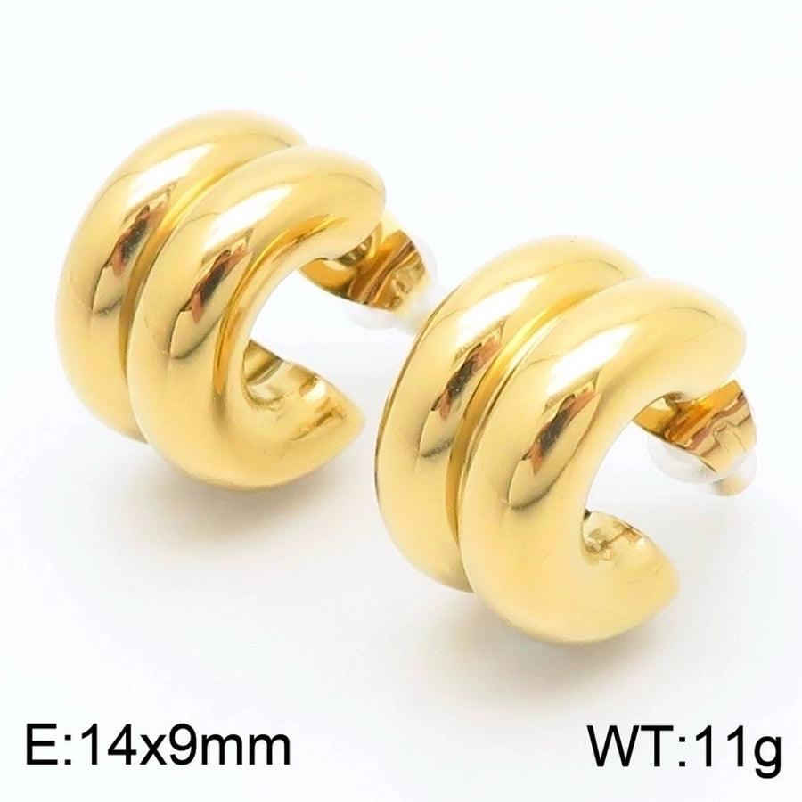 1 Pair Modern Style Simple Style Solid Color Plating Stainless Steel 18K Gold Plated Earrings