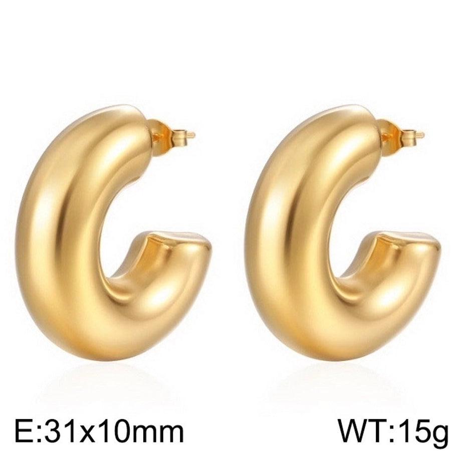 1 Pair Modern Style Simple Style Solid Color Plating Stainless Steel 18K Gold Plated Earrings