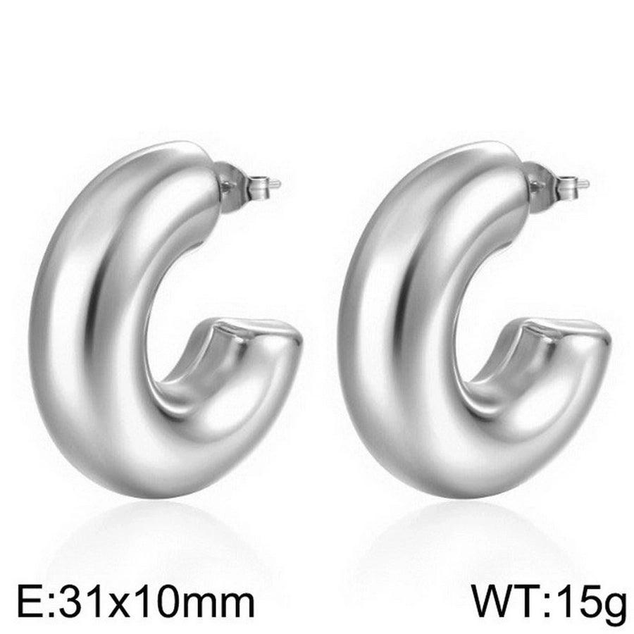 1 Pair Modern Style Simple Style Solid Color Plating Stainless Steel 18K Gold Plated Earrings