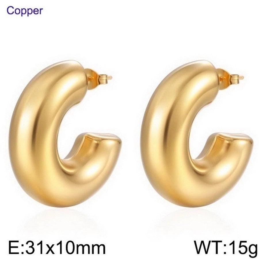 1 Pair Modern Style Simple Style Solid Color Plating Stainless Steel 18K Gold Plated Earrings