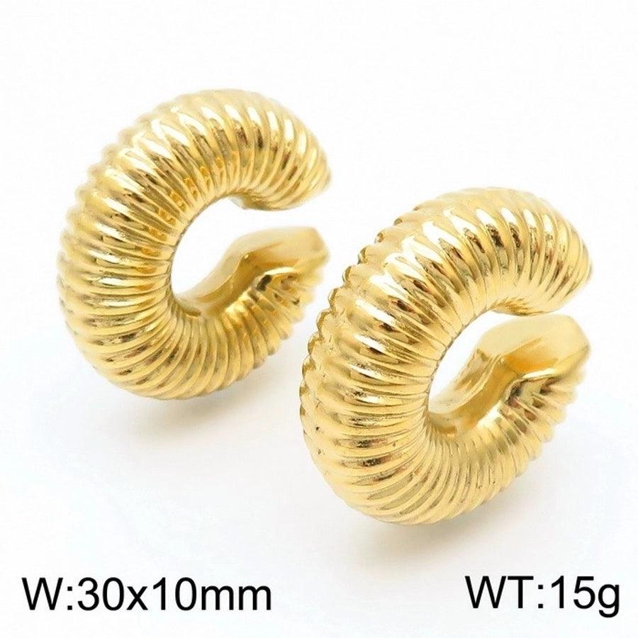 1 Pair Modern Style Simple Style Solid Color Plating Stainless Steel 18K Gold Plated Earrings