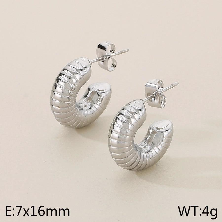 1 Pair Modern Style Simple Style Solid Color Plating Stainless Steel 18K Gold Plated Earrings