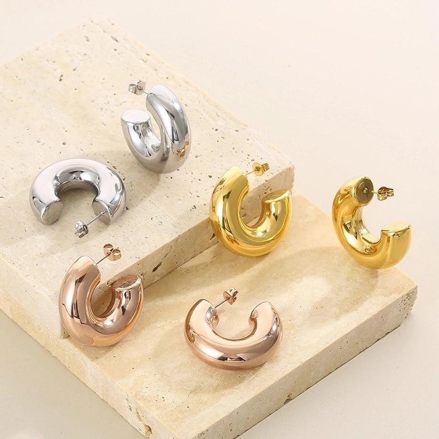 1 Pair Modern Style Simple Style Solid Color Plating Stainless Steel 18K Gold Plated Earrings