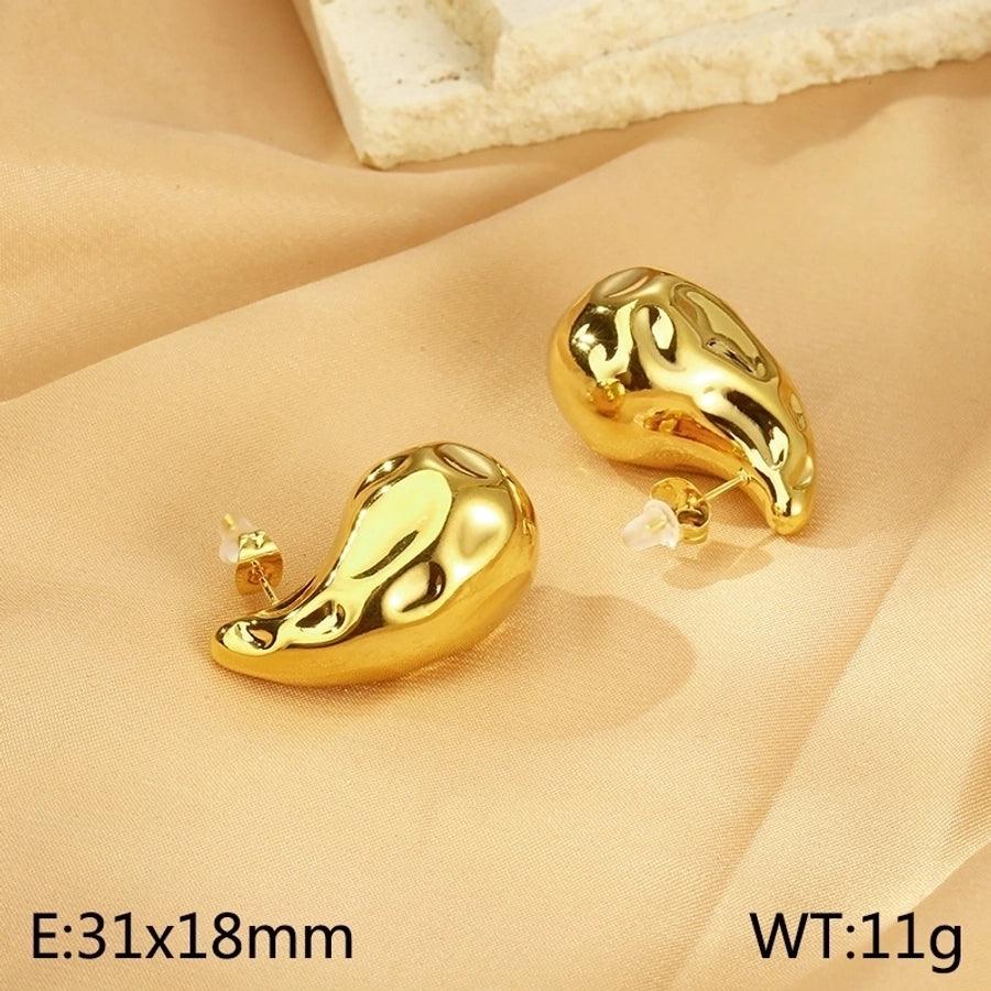 1 Pair Modern Style Simple Style Solid Color Plating Stainless Steel 18K Gold Plated Earrings